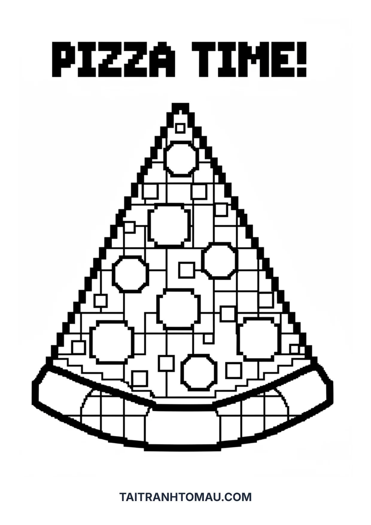 Free Pixel Art Coloring Pages for Kids: Boost Logic & Creativity 5 Pixel art coloring page of a delicious slice of pizza