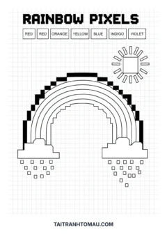 Tranh tô màu pixel art pixel art cầu vồng