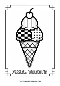 Tranh tô màu pixel art pixel art cây kem