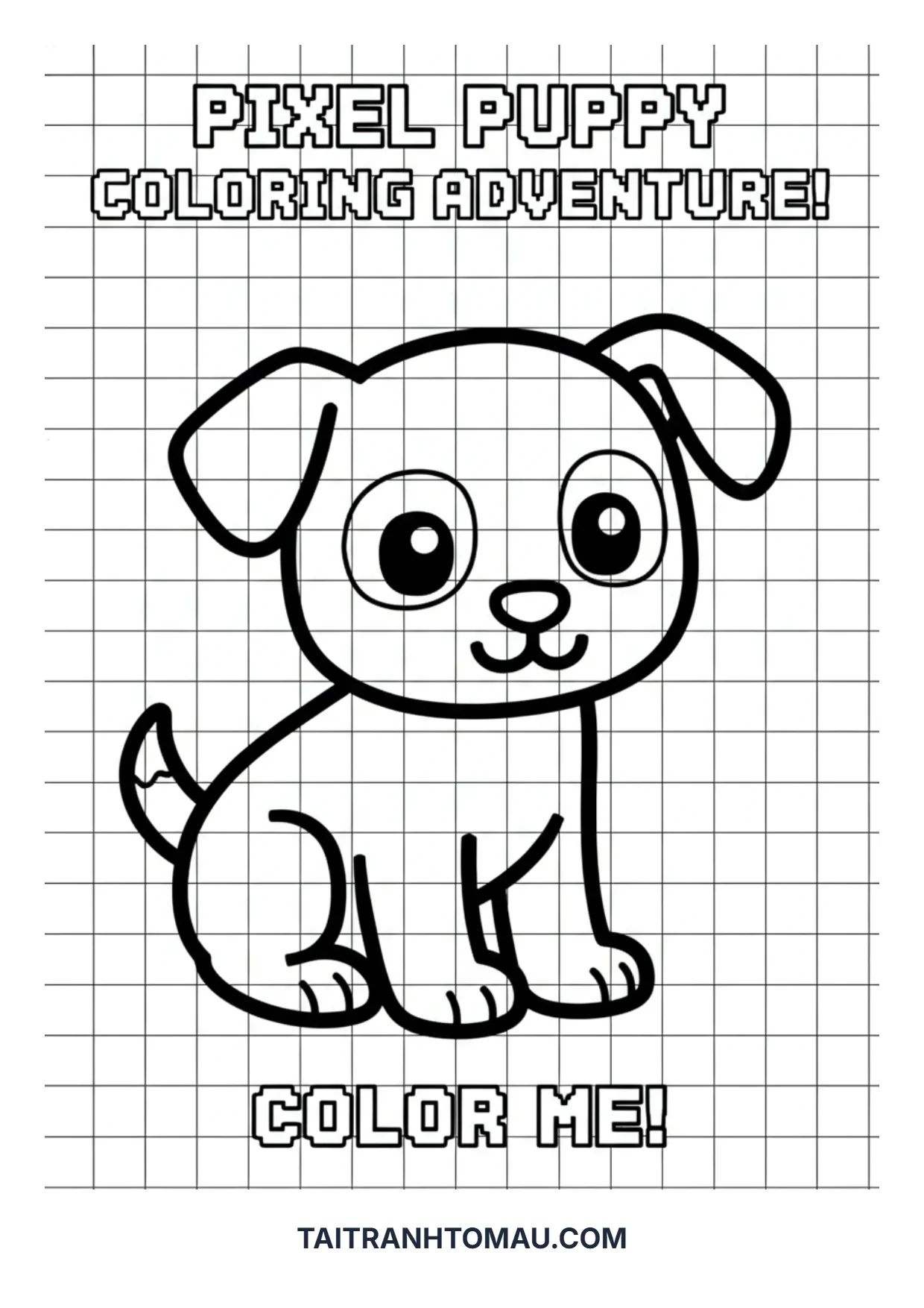 Free Pixel Art Coloring Pages for Kids: Boost Logic & Creativity 2 Easy pixel art coloring page of a cute puppy for children