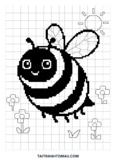 Tranh tô màu pixel art con ong