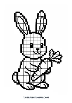 Tranh tô màu pixel art pixel art con thỏ
