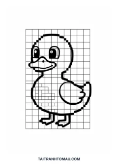 Tranh tô màu pixel art pixel art con vịt