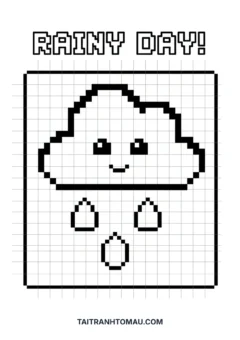Tranh tô màu pixel art pixel art đám mây