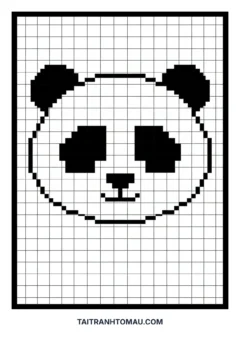 Tranh tô màu pixel art pixel art gấu trúc
