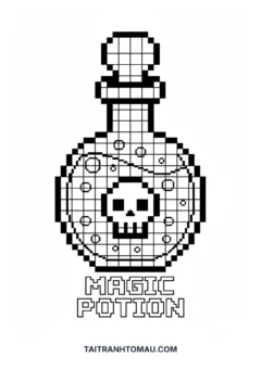 Tranh tô màu pixel art lọ thuốc