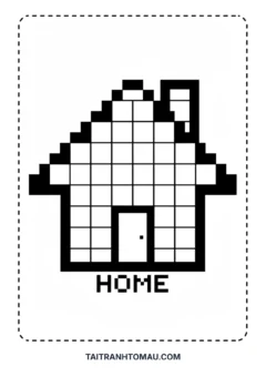 Tranh tô màu pixel art ngôi nhà