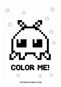 Tranh tô màu pixel art người ngoài hành tinh