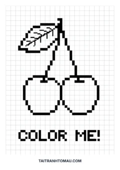 Tranh tô màu pixel art quả cherry