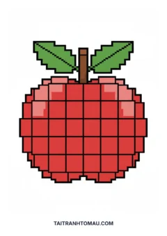 Tranh tô màu pixel art pixel art quả táo