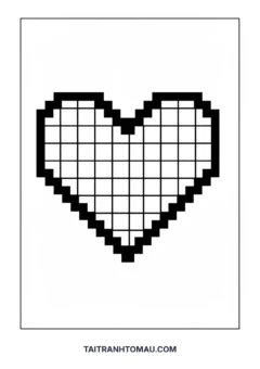 Tranh tô màu pixel art pixel art trái tim
