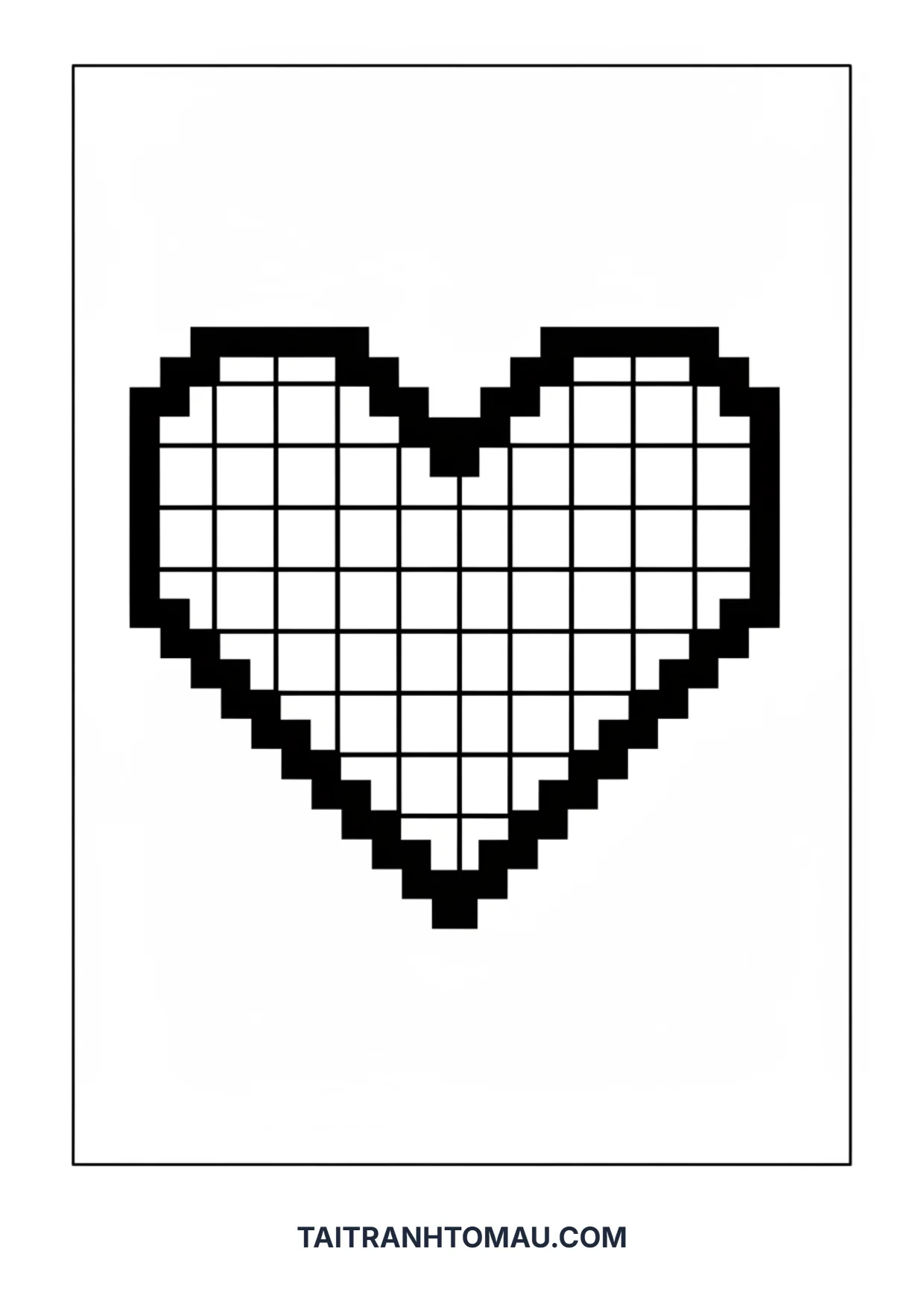 Free Pixel Art Coloring Pages for Kids: Boost Logic & Creativity 7 Pixel art coloring page of an 8-bit heart