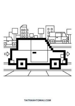 Tranh tô màu pixel art xe ô tô