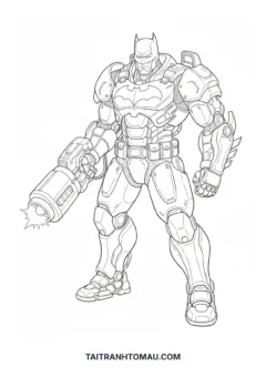 Tranh Tô Màu Robot & Transformers Siêu Ngầu, robot Batman oai phong.
