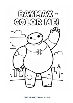 Tranh Tô Màu Robot & Transformers Siêu Ngầu, robot Baymax bụng tròn hiền lành.