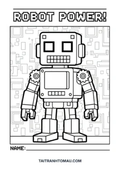 Tranh tô màu pixel art robot