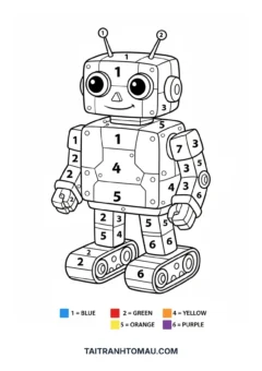 Tranh tô màu theo số robot