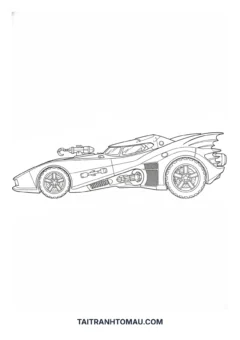 Tranh tô màu Người Dơi Batman siêu xe Batmobile hầm hố