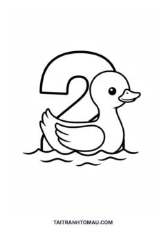 Tranh tô màu toán học số 2 hóa thân thành con vịt