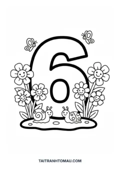Tranh tô màu số 6 và bông hoa