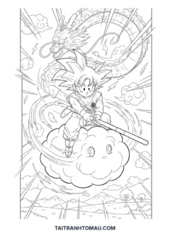 Tranh tô màu Songoku nhí