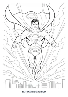 Tranh tô màu Superman đang bay