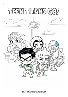 Tranh tô màu nhân vật hoạt hình biệt đội Teen Titans