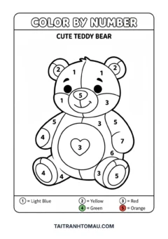 Tranh tô màu theo số con gấu