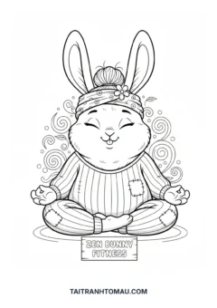 Tranh tô màu thỏ tập yoga