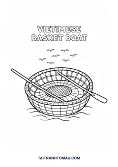 Tranh tô màu thuyền thúng