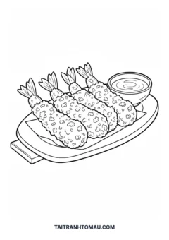 Tranh tô màu tôm Tempura