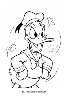 Donald Duck coloring page with a funny angry expression