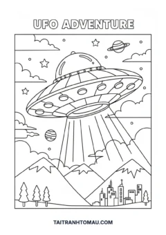 Tranh tô màu vũ trụ đĩa bay UFO bí ẩn