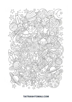 Tranh tô màu vũ trụ doodle