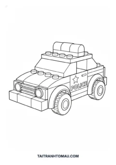 Tranh tô màu xe cảnh sát đẹp phiên bản lego độc đáo