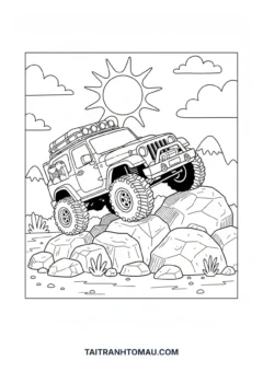 Tranh tô màu xe jeep địa hình