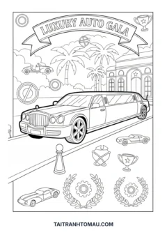 Tranh tô màu xe limousine