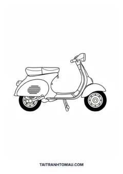 Tranh tô màu phương tiện giao thông xe máy Vespa cổ điển