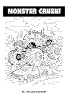 Tranh tô màu xe monster truck