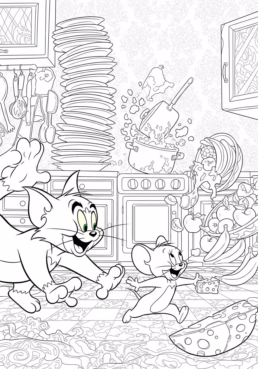 99+ Free Tom and Jerry Coloring Pages (Printable A4) 10 Easy coloring page of Jerry with a piece of cheese for a 3-year-old