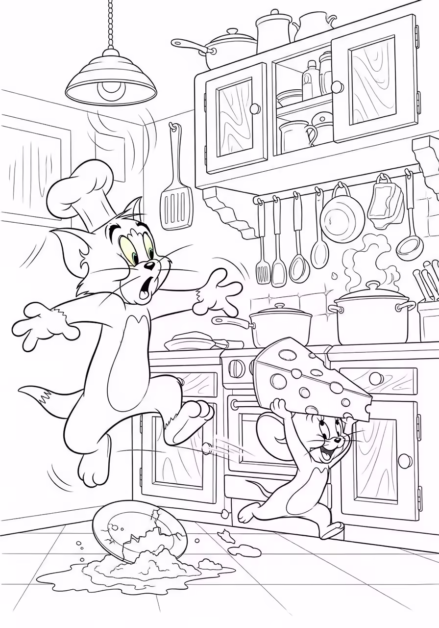 99+ Free Tom and Jerry Coloring Pages (Printable A4) 7 Tom, Jerry, and Spike the dog coloring page