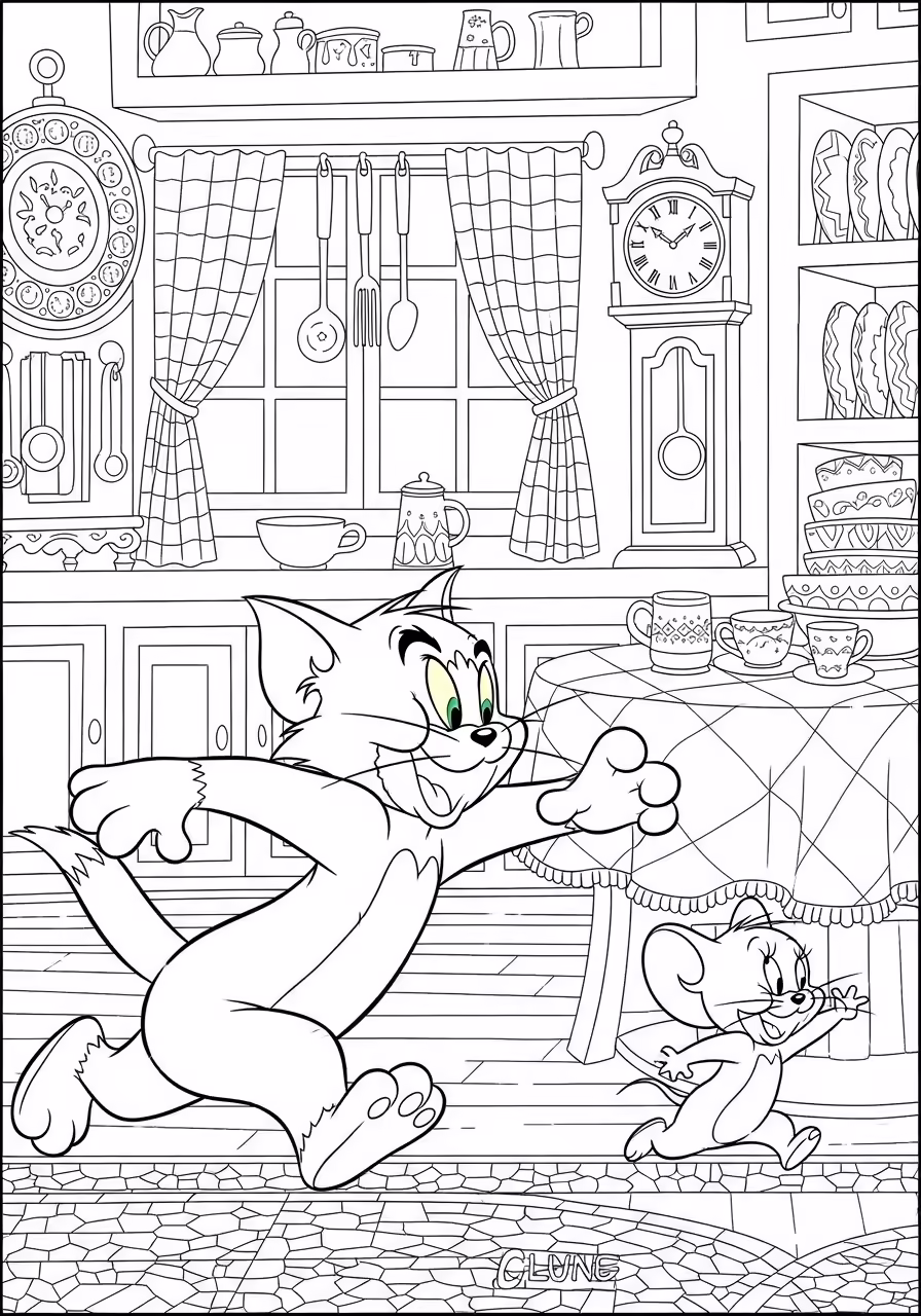 99+ Free Tom and Jerry Coloring Pages (Printable A4) 8 Coloring page of Jerry and the adorable little mouse Nibbles