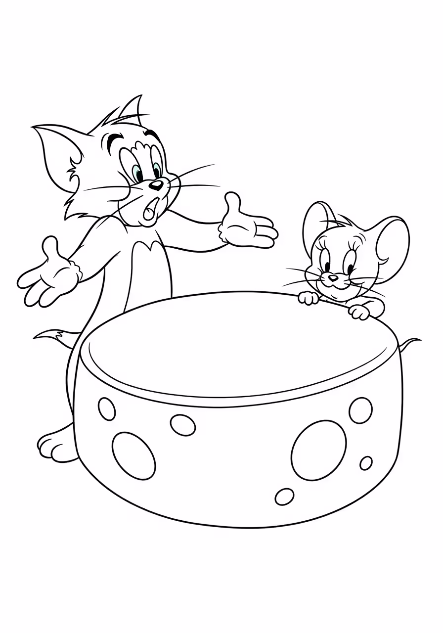 99+ Free Tom and Jerry Coloring Pages (Printable A4) 1 Coloring page of Tom holding a net, ready to catch the mischievous mouse Jerry