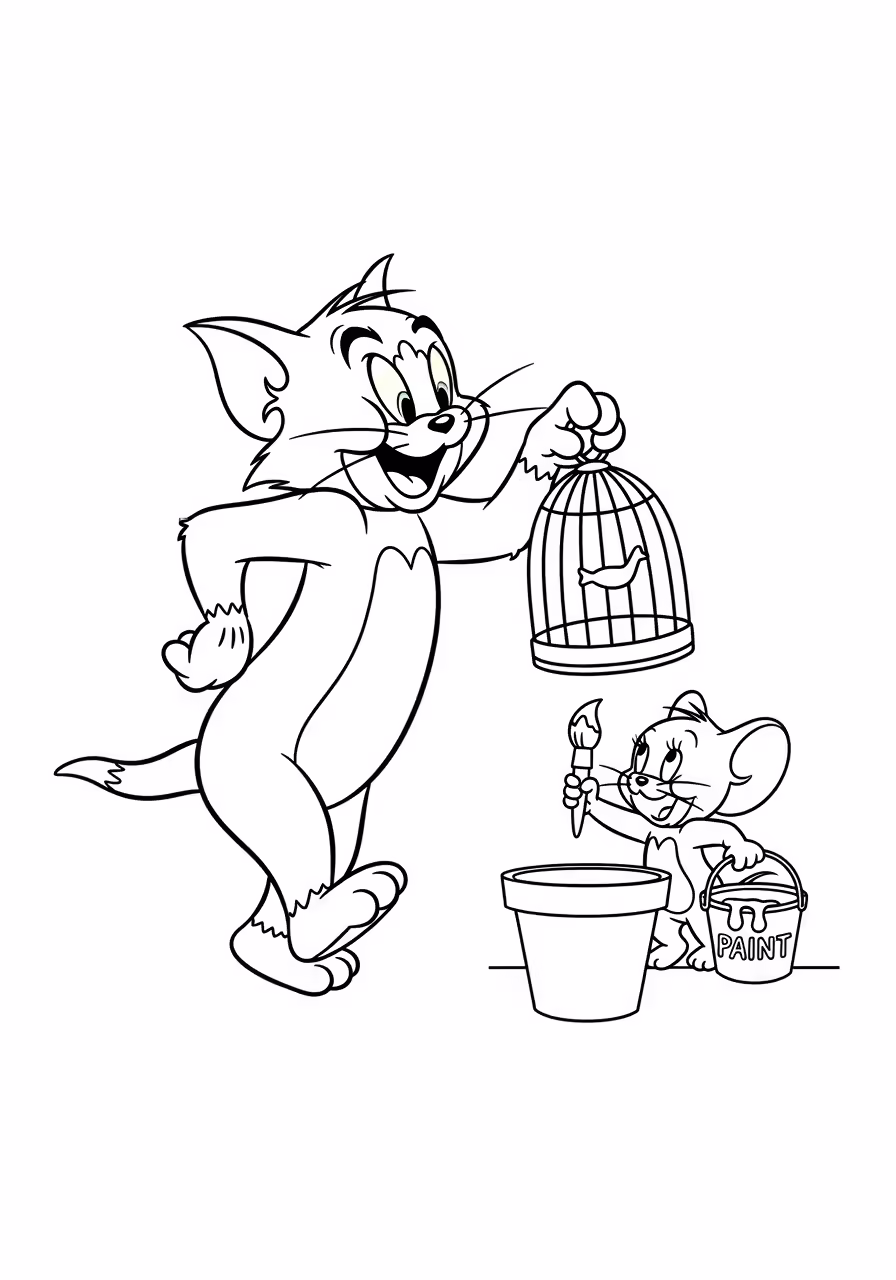 99+ Free Tom and Jerry Coloring Pages (Printable A4) 4 Cute Jerry mouse coloring page holding a large piece of cheese