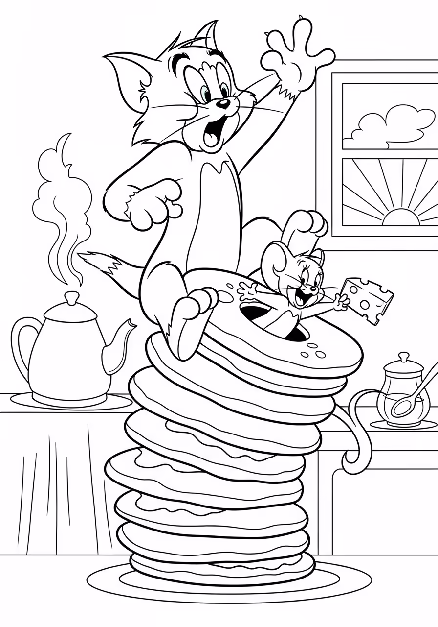 99+ Free Tom and Jerry Coloring Pages (Printable A4) 9 Simple Tom coloring page with large, clear outlines for toddlers to practice coloring