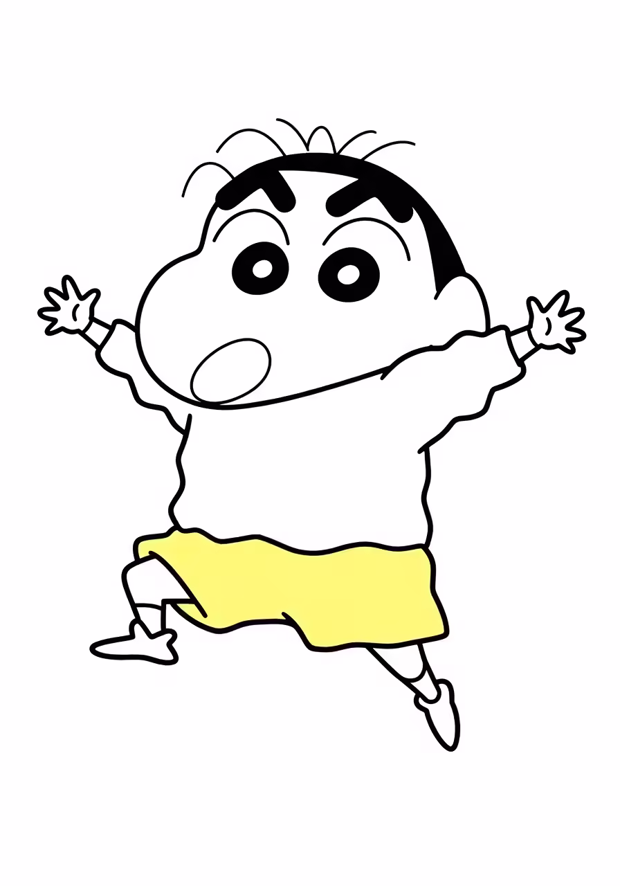 30+ Free Printable Shin Chan Coloring Pages (Cute & Funny for Kids, A4) 2 Happy Shin-chan coloring sheet for kids
