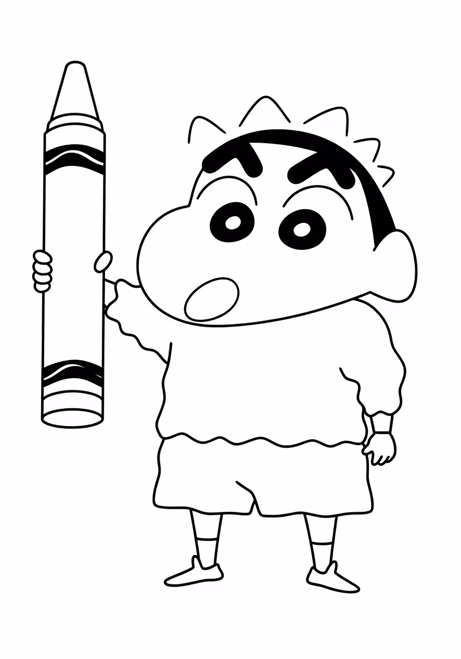 30+ Free Printable Shin Chan Coloring Pages (Cute & Funny for Kids, A4) 5 Shin-chan and his friends in costume coloring page