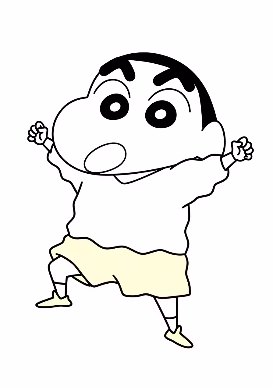 30+ Free Printable Shin Chan Coloring Pages (Cute & Funny for Kids, A4) 6 Shin-chan walking his dog Shiro coloring page