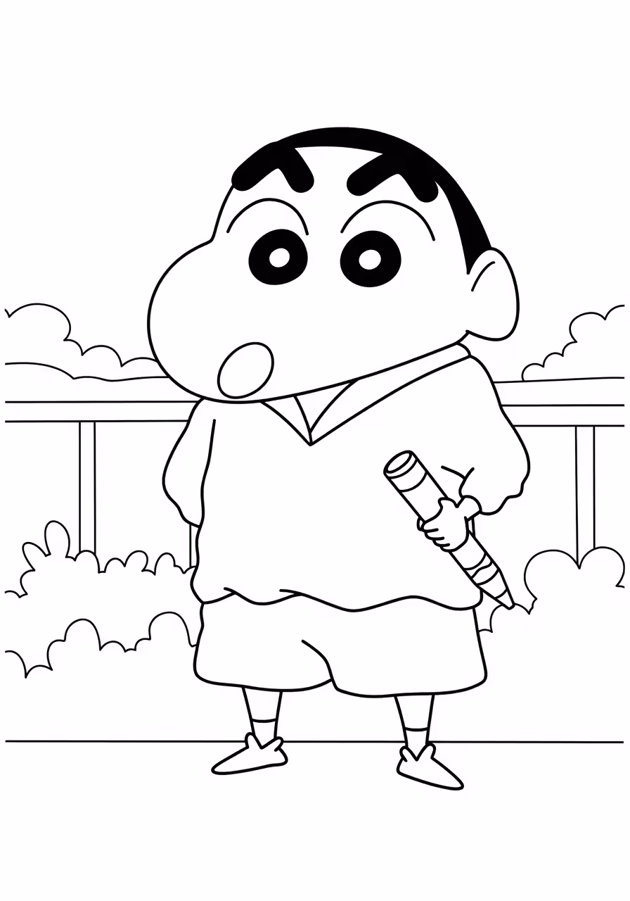 30+ Free Printable Shin Chan Coloring Pages (Cute & Funny for Kids, A4) 3 Shin-chan doing his famous butt dance coloring page
