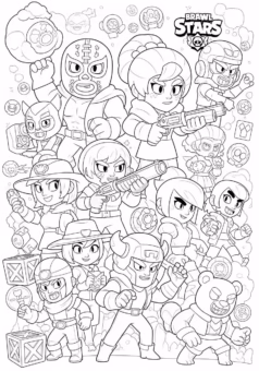 Tranh tô màu Brawl Stars cực ngầu các nhân vật Brawl Stars